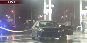 Bystander spots cop being savagely beaten, so she takes out her gun; Ends the attack