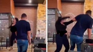 ردة فعل امرأة بعدما ضبطت زوجها داخل مطعم يخونها مع صديقتها المفضلة