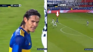 Watch Cavani waste two chances in the strangest possible way with his team, Boca Juniors, as if he lost his scoring memory.