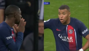 Watching Dembele miss an opportunity to achieve a goal that left Mbappe in a state of shock and amazement at how Dembele missed it