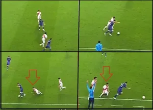 Messi dribbles the Peruvian players and knocks them down one by one. Leo tampers with the Peruvian national team defenders