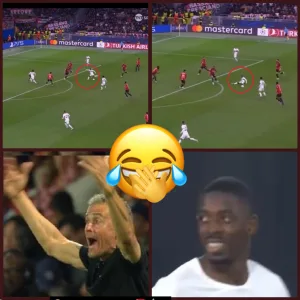 Strange shot: Frenchman Ousmane Dembélé causes Luis Enrique to collapse after this strange shot