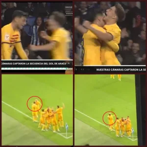 Watch Pedri and Javi's celebration after Barcelona's decisive goal against Sociedad, which is the most widely shared video in Spain
