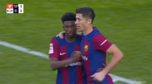 Watch: Lewandowski's decisive goal that saved Barcelona from losing to Rayo Vallecano