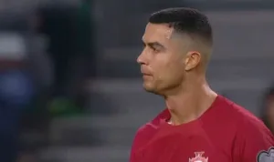 Watch Cristiano's strange reaction after Bruno's wonderful goal against Iceland