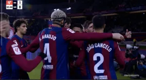 Watch Barcelona's first goal in Almeria after a fantastic rise and a world-class header from Araujo